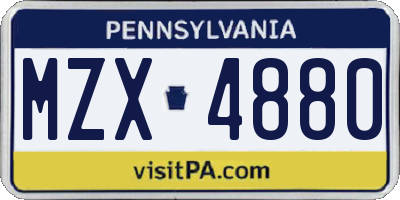 PA license plate MZX4880