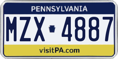 PA license plate MZX4887