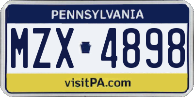 PA license plate MZX4898