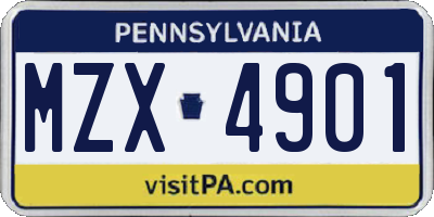 PA license plate MZX4901