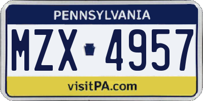 PA license plate MZX4957