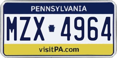 PA license plate MZX4964