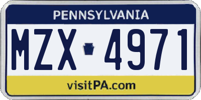 PA license plate MZX4971