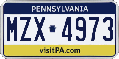 PA license plate MZX4973
