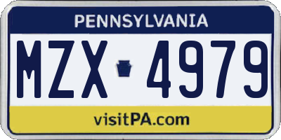 PA license plate MZX4979