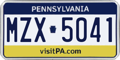 PA license plate MZX5041