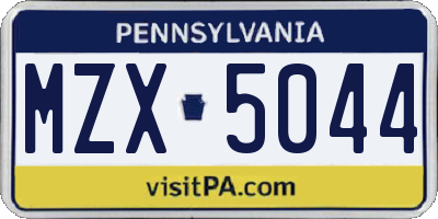 PA license plate MZX5044