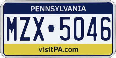 PA license plate MZX5046