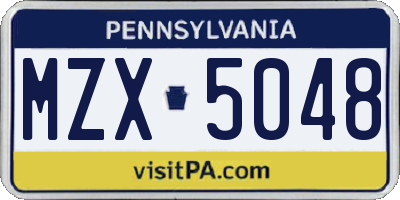 PA license plate MZX5048