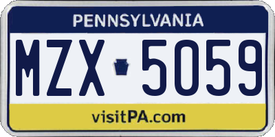 PA license plate MZX5059