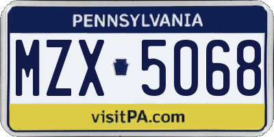 PA license plate MZX5068