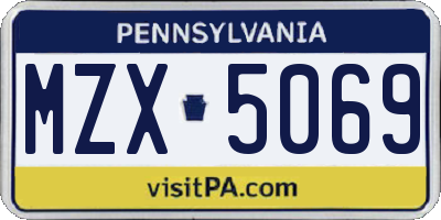 PA license plate MZX5069