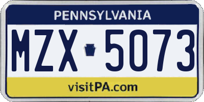 PA license plate MZX5073