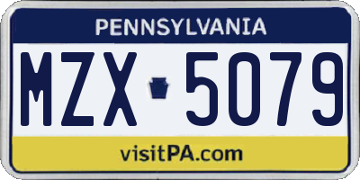 PA license plate MZX5079