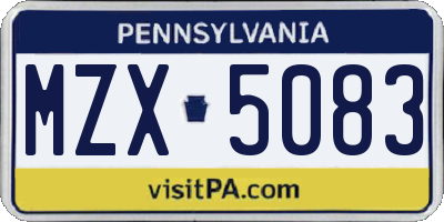 PA license plate MZX5083