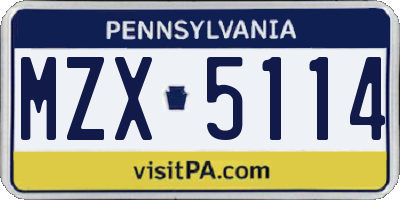 PA license plate MZX5114