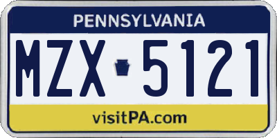 PA license plate MZX5121