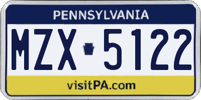 PA license plate MZX5122