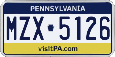 PA license plate MZX5126