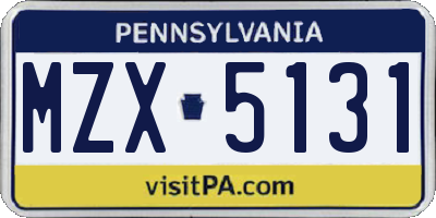 PA license plate MZX5131