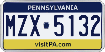 PA license plate MZX5132