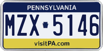 PA license plate MZX5146