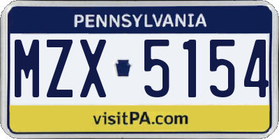 PA license plate MZX5154