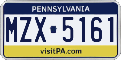 PA license plate MZX5161