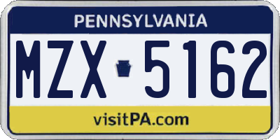 PA license plate MZX5162