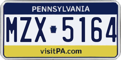 PA license plate MZX5164