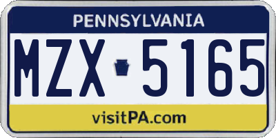 PA license plate MZX5165