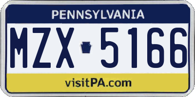 PA license plate MZX5166