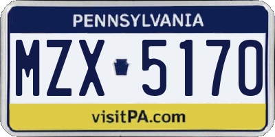 PA license plate MZX5170