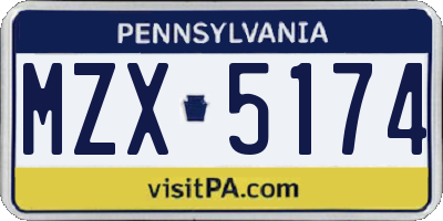 PA license plate MZX5174