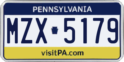 PA license plate MZX5179