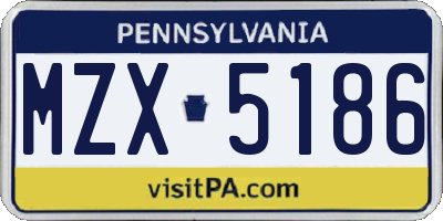PA license plate MZX5186