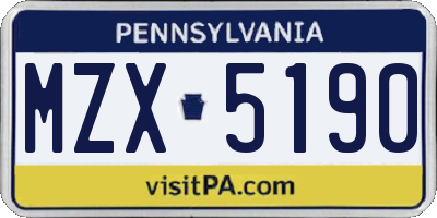 PA license plate MZX5190