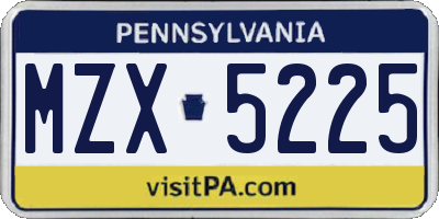PA license plate MZX5225