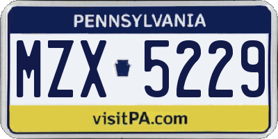 PA license plate MZX5229