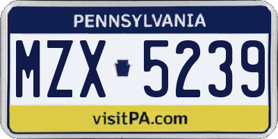 PA license plate MZX5239