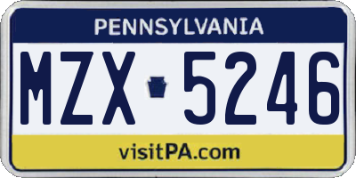 PA license plate MZX5246