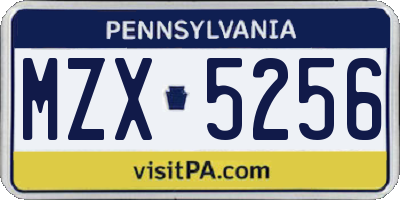 PA license plate MZX5256