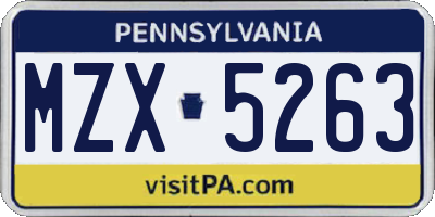PA license plate MZX5263