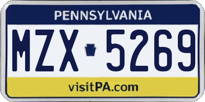 PA license plate MZX5269