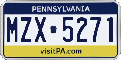 PA license plate MZX5271