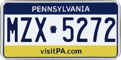 PA license plate MZX5272