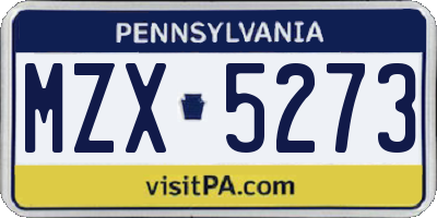 PA license plate MZX5273