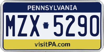 PA license plate MZX5290