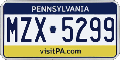 PA license plate MZX5299