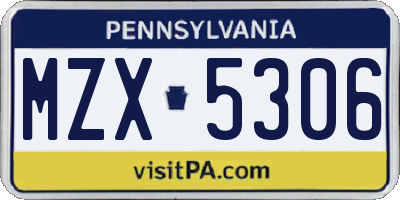 PA license plate MZX5306